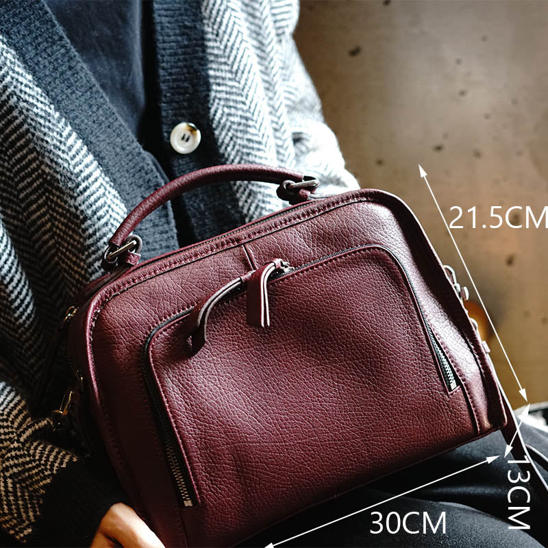 Cowhide handheld women's bag new stylish simple leather large capacity single shoulder crossbody bag