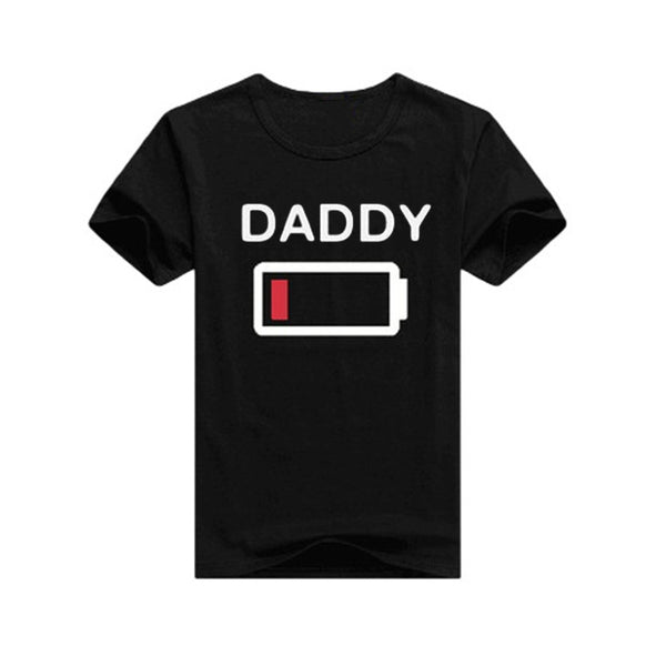 Family Matching Clothes T Shirt Short Sleeve Print Battery Creative