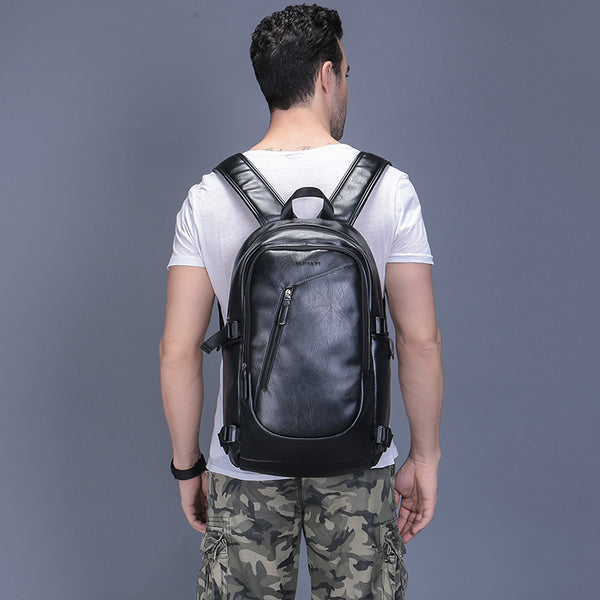 2018 Brand waterproof 15.6 inch laptop backpack men leather backpacks for teenager Men Casual Daypacks mochila male 