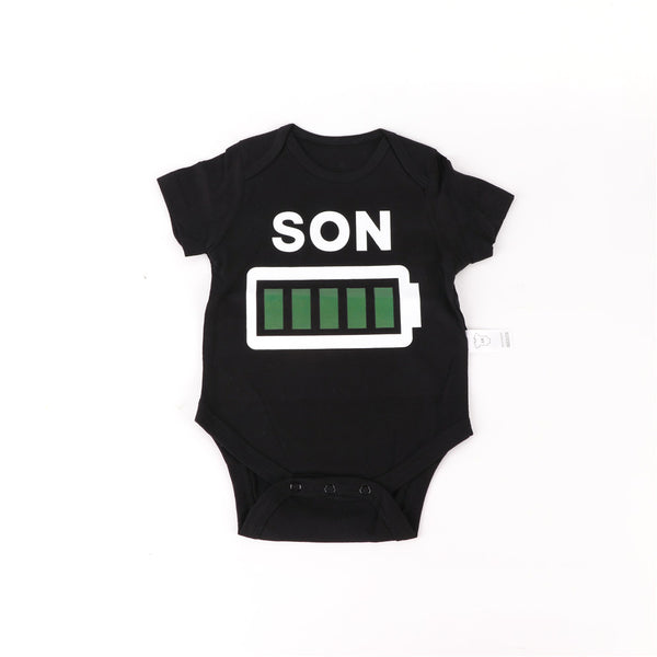 Family Matching Clothes T Shirt Short Sleeve Print Battery Creative