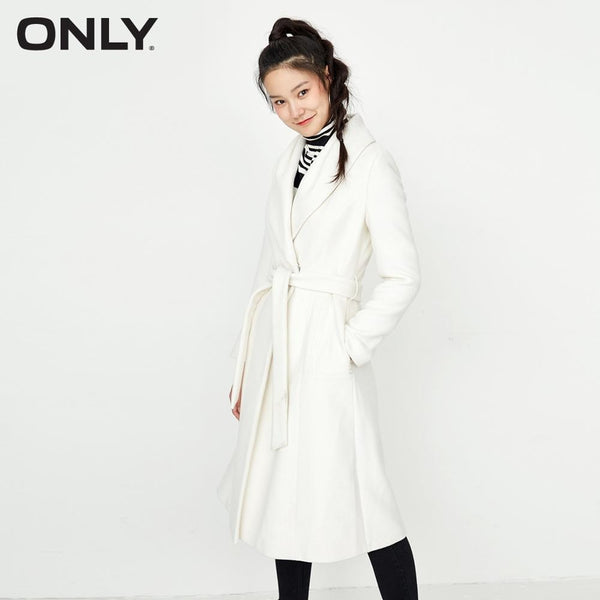 Women's Winter Lace-up Cinched Waist Woolen Coat Slim Camel