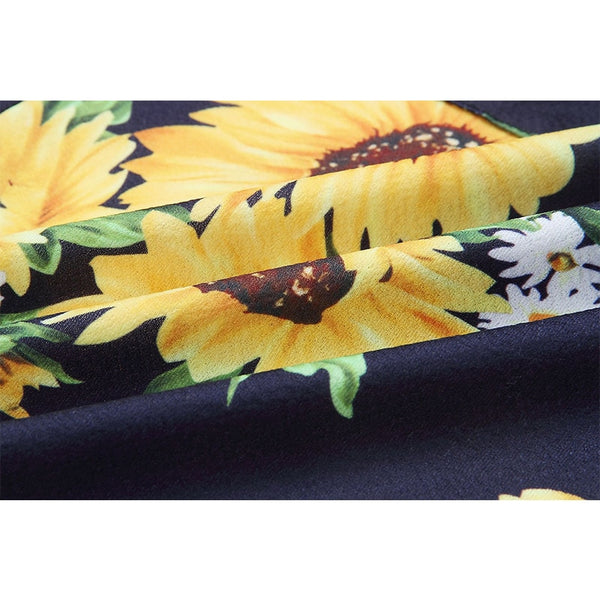 Women Fashion Print Summer Beach Dress With Pocket