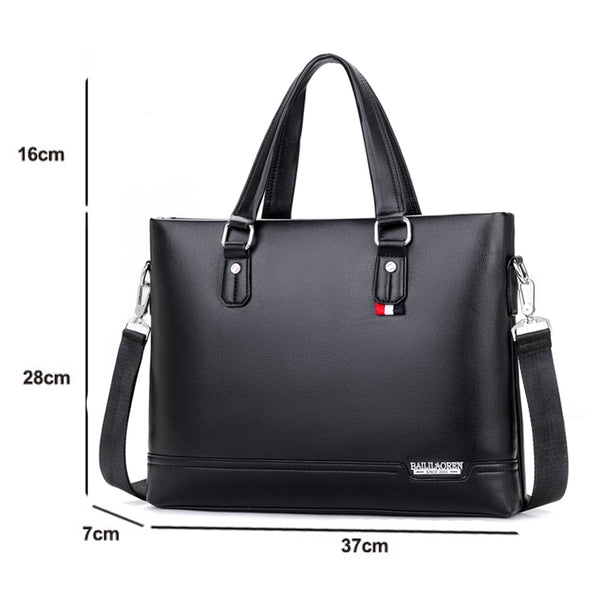 Business Men's Briefcase Bag PU Leather Handbag for Men Shoulder Bags Large Man Briefcases for 14" Laptop Waterproof Brown Bags