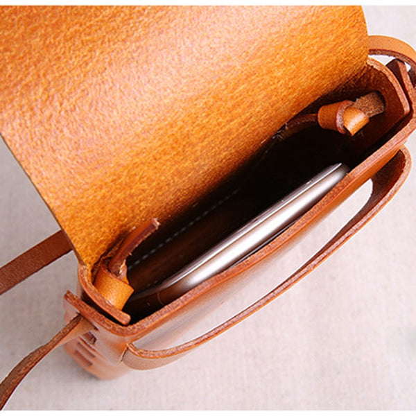 New original handmade leather mobile phone bag mini female bag small bag top layer leather Messenger bag