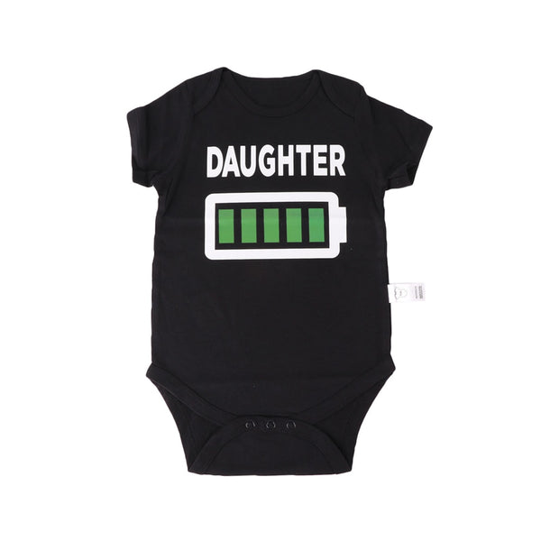 Family Matching Clothes T Shirt Short Sleeve Print Battery Creative