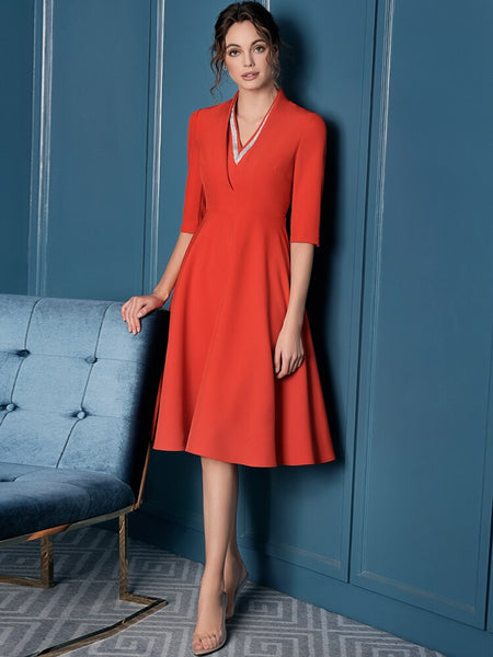 ORIGINAL 2019 Runway Elegant Dresses Office Lady V-Neck Half Sleeve Vestidos A-line dress Party lente damesmode 2019 AB397