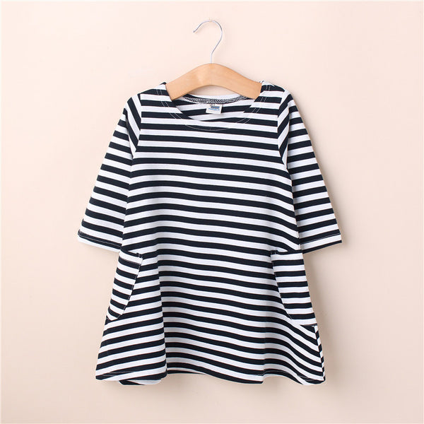 Fashion mom and kids couple look stripe family matching outfits Baby Girls clothes dress mother daughter Children dress clothing