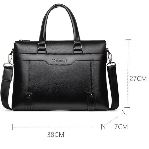 Business Men's Briefcase Bag PU Leather Handbag for Men Shoulder Bags Large Man Briefcases for 14" Laptop Waterproof Brown Bags