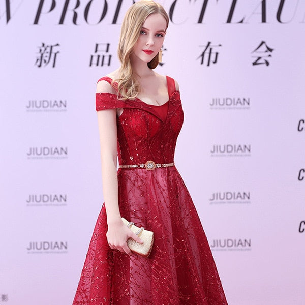 LOVONEY A Line V Neck Lace Up Open Back Evening Dress Long Ball Gown Formal Dress Prom Party Dresses Vestido De Festa Longo M252