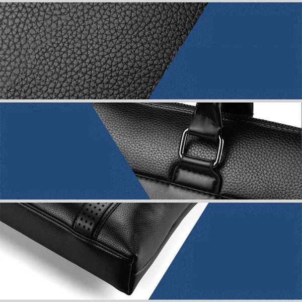 Business Men's Briefcase Bag PU Leather Handbag for Men Shoulder Bags Large Man Briefcases for 14" Laptop Waterproof Brown Bags