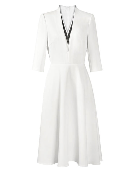 ORIGINAL 2019 Runway Elegant Dresses Office Lady V-Neck Half Sleeve Vestidos A-line dress Party lente damesmode 2019 AB397