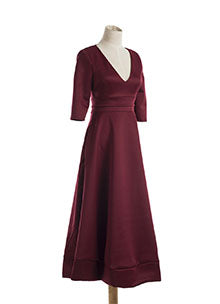 Women Sexy V-Neck Party Dress High Quality Polyester Solid Mid-Calf Dress Vintage