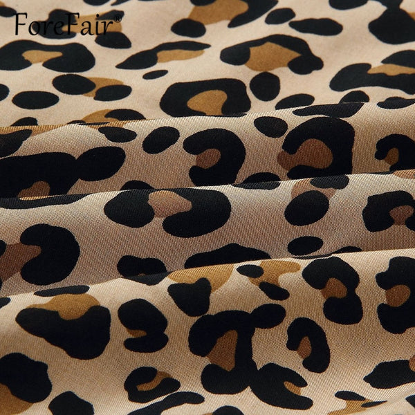 Forefair Print Leopard Dress sexy women short sleeve v neck ruffle hem high waist mini a line casual Summer Dress 2019 VESTIDOS