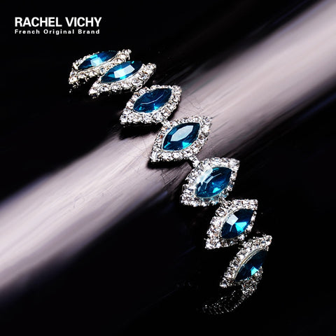 Roman Chain Bracelet for Women Luxury Water Drop Blue Cubic Zircon Inlay Charm Bracelet Bride Wedding BS-HK-2154