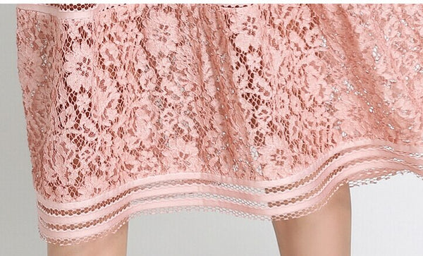 SMTHMA Green/Pink lace stitching Hollow out summer dress 2019 fashion Runway vestidos elegant evening party Casual Dresses