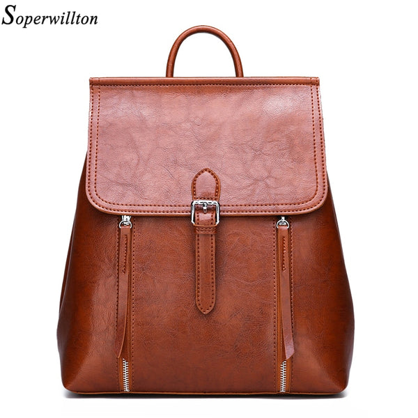 Woman Shoulder Bag Anti Theft PU Leather Backpacks