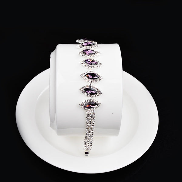 Roman Chain Bracelet for Women Luxury Water Drop Blue Cubic Zircon Inlay Charm Bracelet Bride Wedding BS-HK-2154