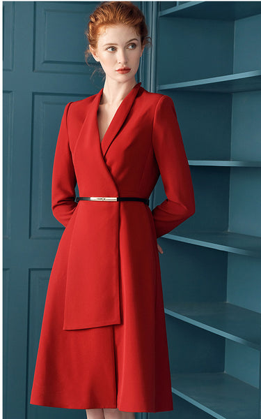 Sashes Knee Length Body-con Long Dresses Elegant Vestidos Long Sleeve Party Office Ladies 2019 New Arrival Dress Women  K053