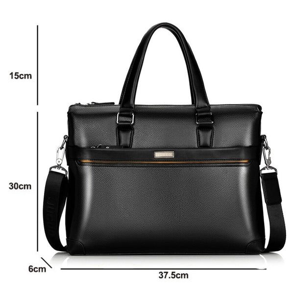 Business Men's Briefcase Bag PU Leather Handbag for Men Shoulder Bags Large Man Briefcases for 14" Laptop Waterproof Brown Bags
