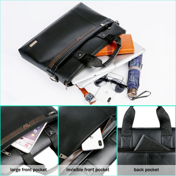 VICUNA POLO Top Sell Fashion Simple Dot Famous Brand Business Men Briefcase Bag Leather Laptop Bag Casual Man Bag Shoulder bags