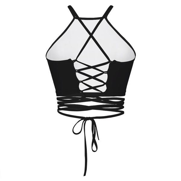 Women Sexy Bandage Crop Tops 3D Print Cat Clothes