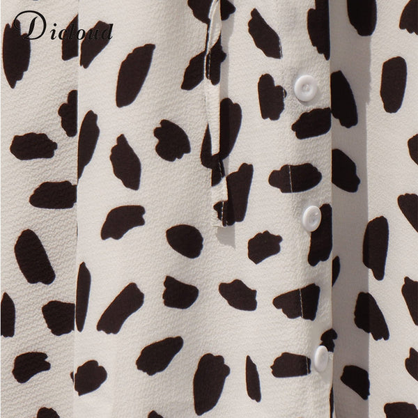 White Sand Spot Mini Summer Dresses Women V Neck Casual Beach Sundress Sexy Botton Wrap Bodycon Dress Female