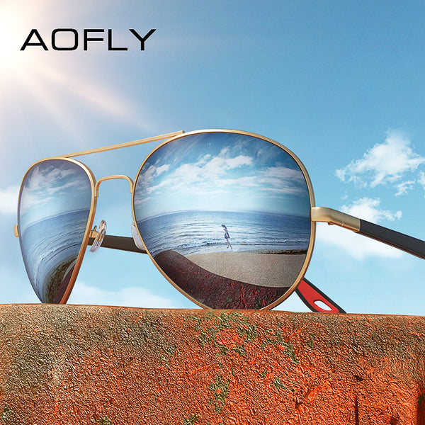 AOFLY BRAND DESIGN Classic Polarized Sunglasses Men Women Driving Pilot Frame Sun Glasses Male Goggle UV400 Gafas De Sol AF8186