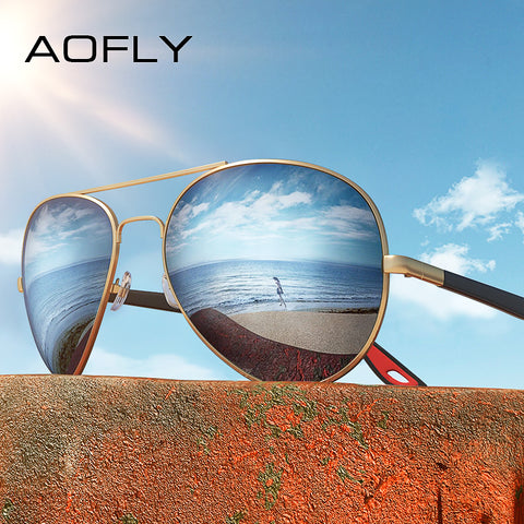 AOFLY BRAND DESIGN Classic Polarized Sunglasses Men Women Driving Pilot Frame Sun Glasses Male Goggle UV400 Gafas De Sol AF8186