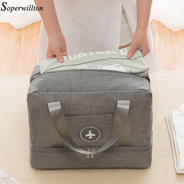 Soperwillton Handbag Men Women Travel Bag Portable Organizer Bags Shoe Sorting Pouch dry and wet separation Handbag Male Female