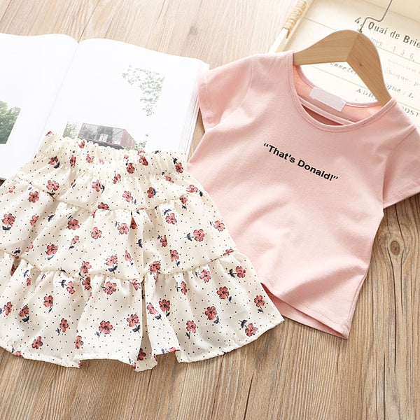 2019 Baby Girl's Outfits Set Cotton T Shirt and Floral Skirt Fashion Children Summer Clothing Suit Cute Set for Baby Girl