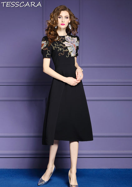 Women Summer &  Autumn Embroidery Dress