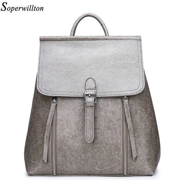 Woman Shoulder Bag Anti Theft PU Leather Backpacks