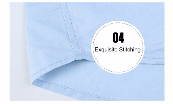 Men Cotton Casual Business Shirt Long Sleeve Solid Color