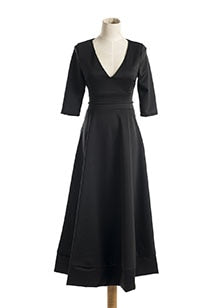 Women Sexy V-Neck Party Dress High Quality Polyester Solid Mid-Calf Dress Vintage