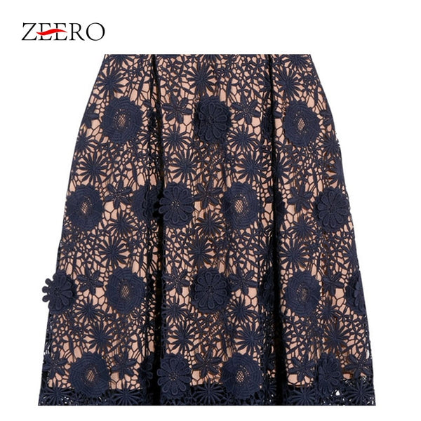 Self Portrait Runway Women Dress 2018 Summer Fashion Elegant Short Sleeve Lace Hollow Out Patchwork Female Midi Calf Party Dress