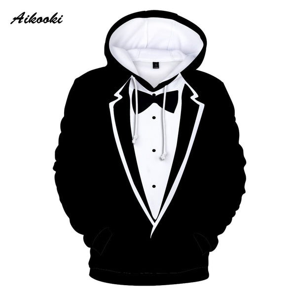 Aikooki Funny Suit Tie 3D Hoodie Men/Women Street wear Suit Long Sleeves Fashion 3D Hoodies Sweatshirts Clothes