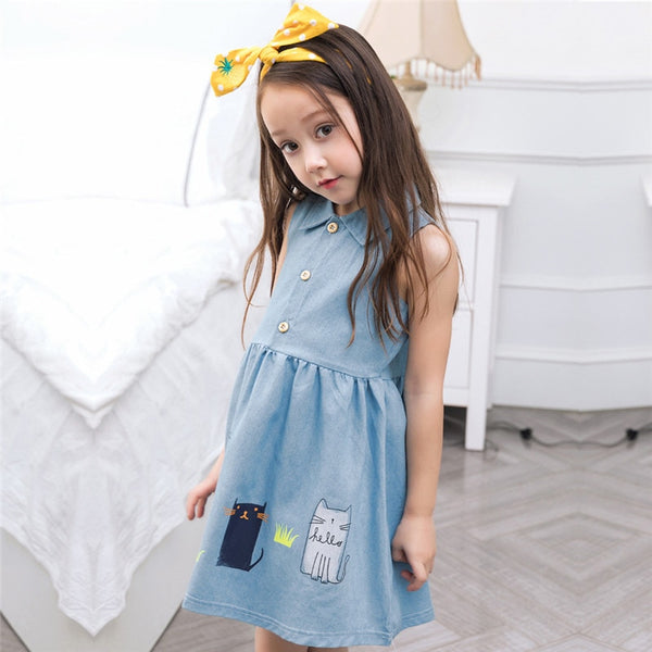 Summer Girls Princess Dress Cotton Sleeveless A-Line