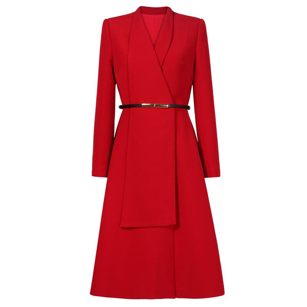 Sashes Knee Length Body-con Long Dresses Elegant Vestidos Long Sleeve Party Office Ladies 2019 New Arrival Dress Women  K053