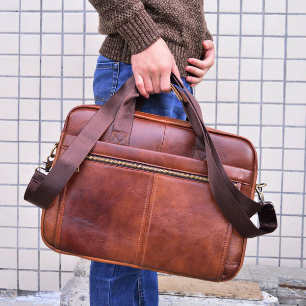 Genuine Cowhide Leather Mens Business Briefcase Laptop Bags Men's Travel Bag Portfolio Men Shoulder Bag Man Handbag