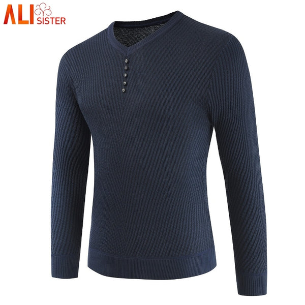 Sweater Men Casual V-Neck Pullover Autumn Slim Fit Long Sleeve Shirt Mens Sweaters Knitted Cashmere Wool Pull Homme