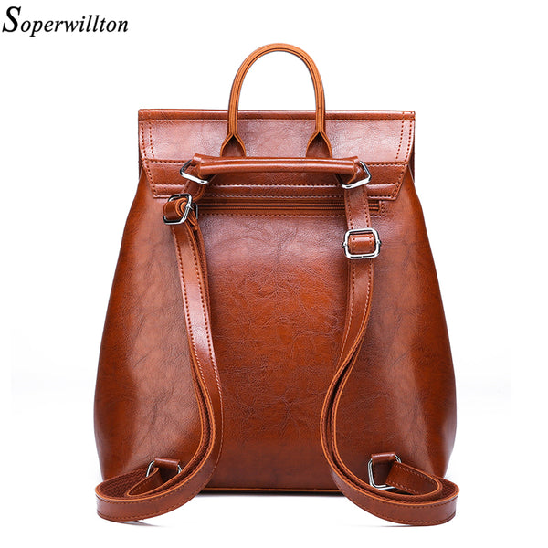 Woman Shoulder Bag Anti Theft PU Leather Backpacks