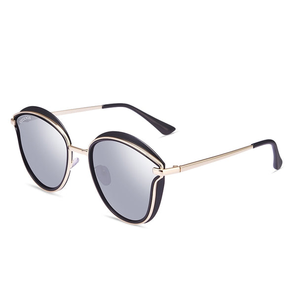 VEGOOS Polarized Women Round Sunglasses PC Frame Colorful Mirrored Lense Fashion Retro Cat Eye Polaroid Sun Glasses  #6115