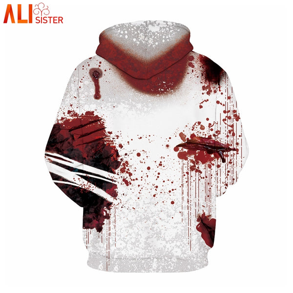 Alisister I'm Fine Horror Wound 3d Hoodies Men Women Plus Size Cosplay Sweatshirts Punk Thin Streetwear With Cap Masculino