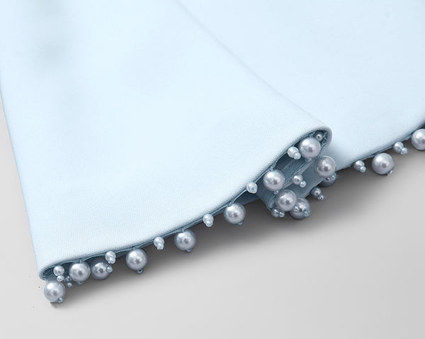 2019 Women Fashion Pants Set Elegant Patchwork Ribbed Beading Embellished Coat Belted and Ankle Length Pencil Skinny Pants C9025