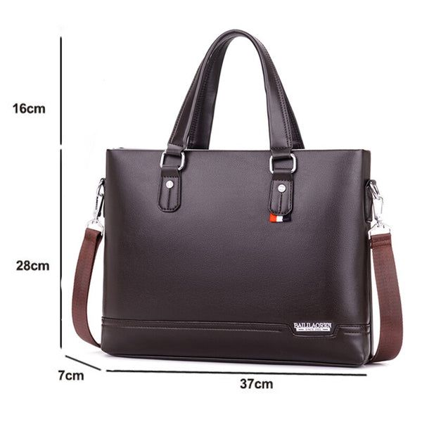 Business Men's Briefcase Bag PU Leather Handbag for Men Shoulder Bags Large Man Briefcases for 14" Laptop Waterproof Brown Bags