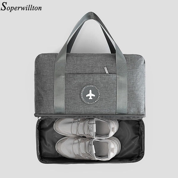 Soperwillton Handbag Men Women Travel Bag Portable Organizer Bags Shoe Sorting Pouch dry and wet separation Handbag Male Female